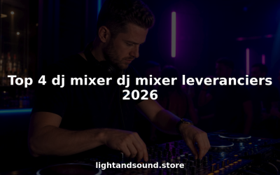 Een dj draait aan de knoppen van zijn mengpaneel in de studio.