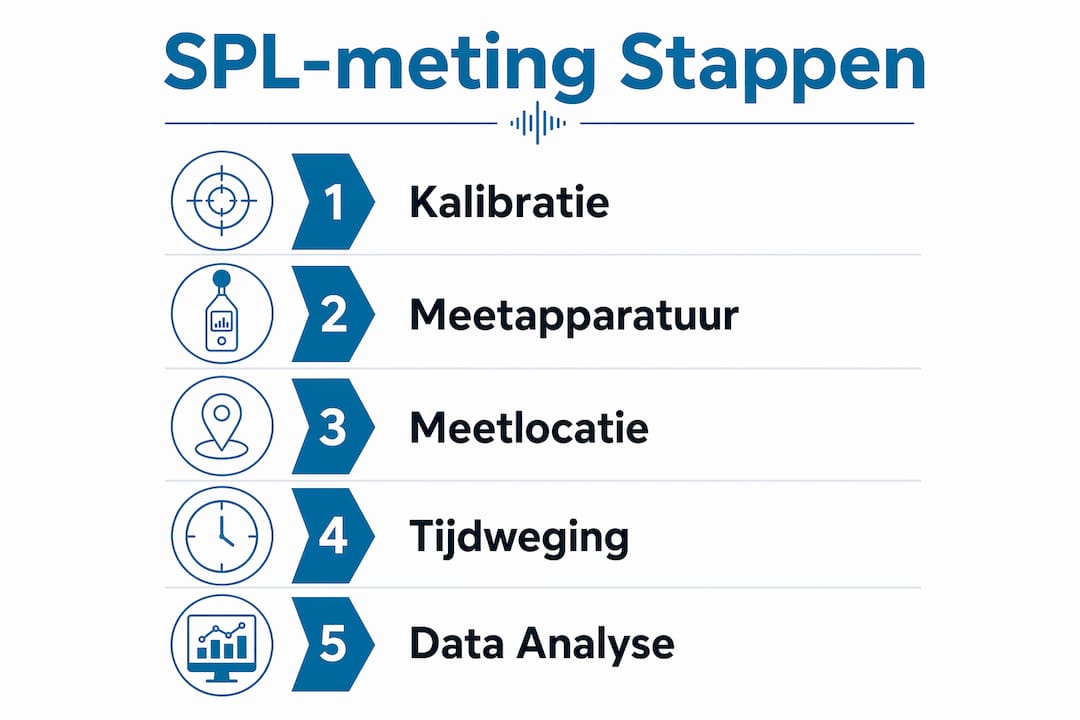 Infographic: zo meet je het geluidsniveau stap voor stap op de juiste manier