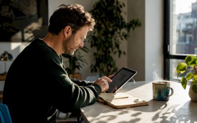 Man bekijkt verschillende alternatieven voor hppl.nl op zijn tablet