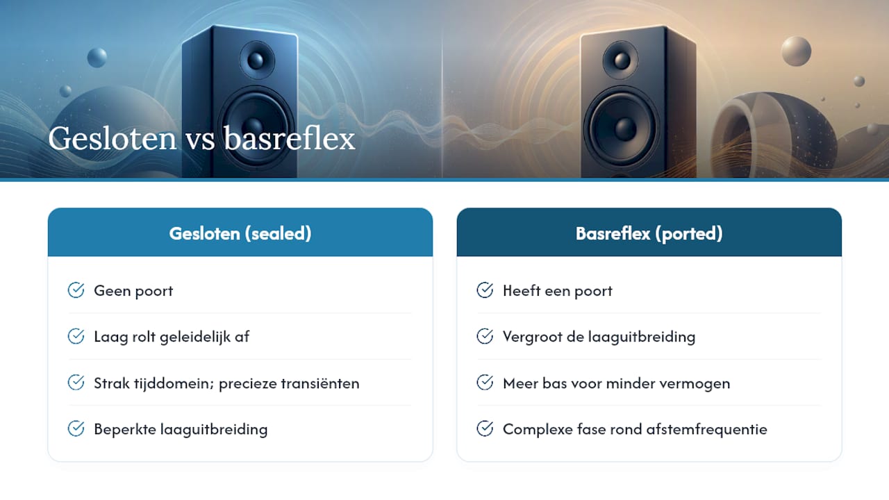 Gesloten behuizing of basreflex: wat doet het met je laag? — overview diagram