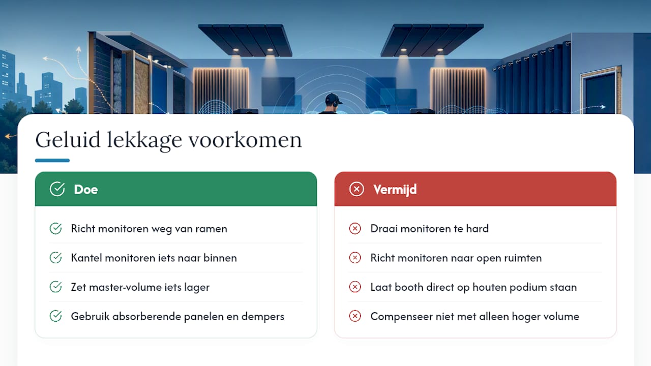 Hoe voorkom je dat geluid ongewenst weglekt uit de booth? — overview diagram