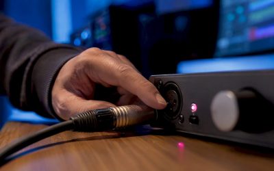 Close-up van fantoomvoeding en XLR-connector