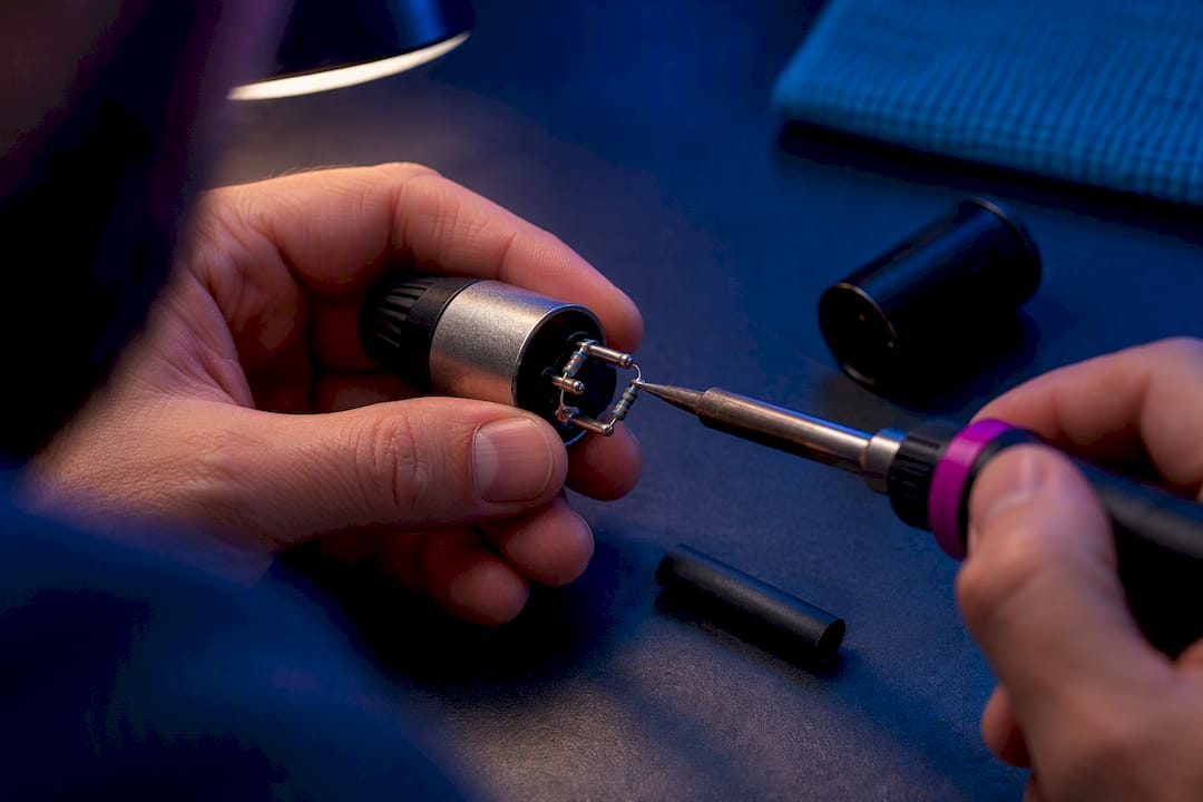 Een weerstand solderen in een XLR-stekker