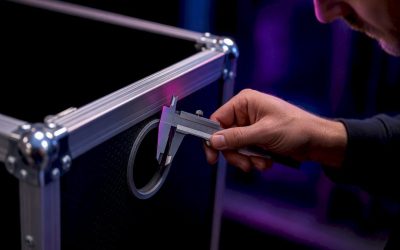Close-up van kabeldoorvoeropening in flightcase