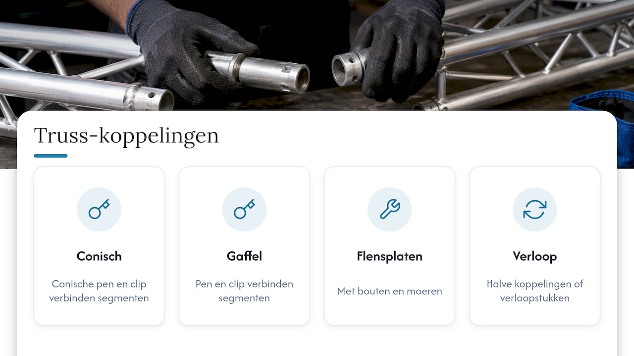 Vier soorten koppelingen voor truss